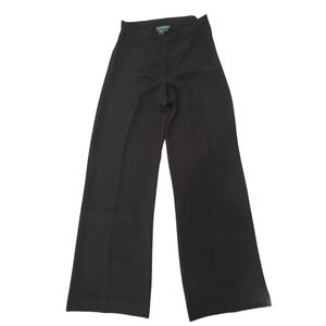 NWT Lauren Ralph Lauren Elegant Black Trousers Wide Leg 100% Silk Size 6